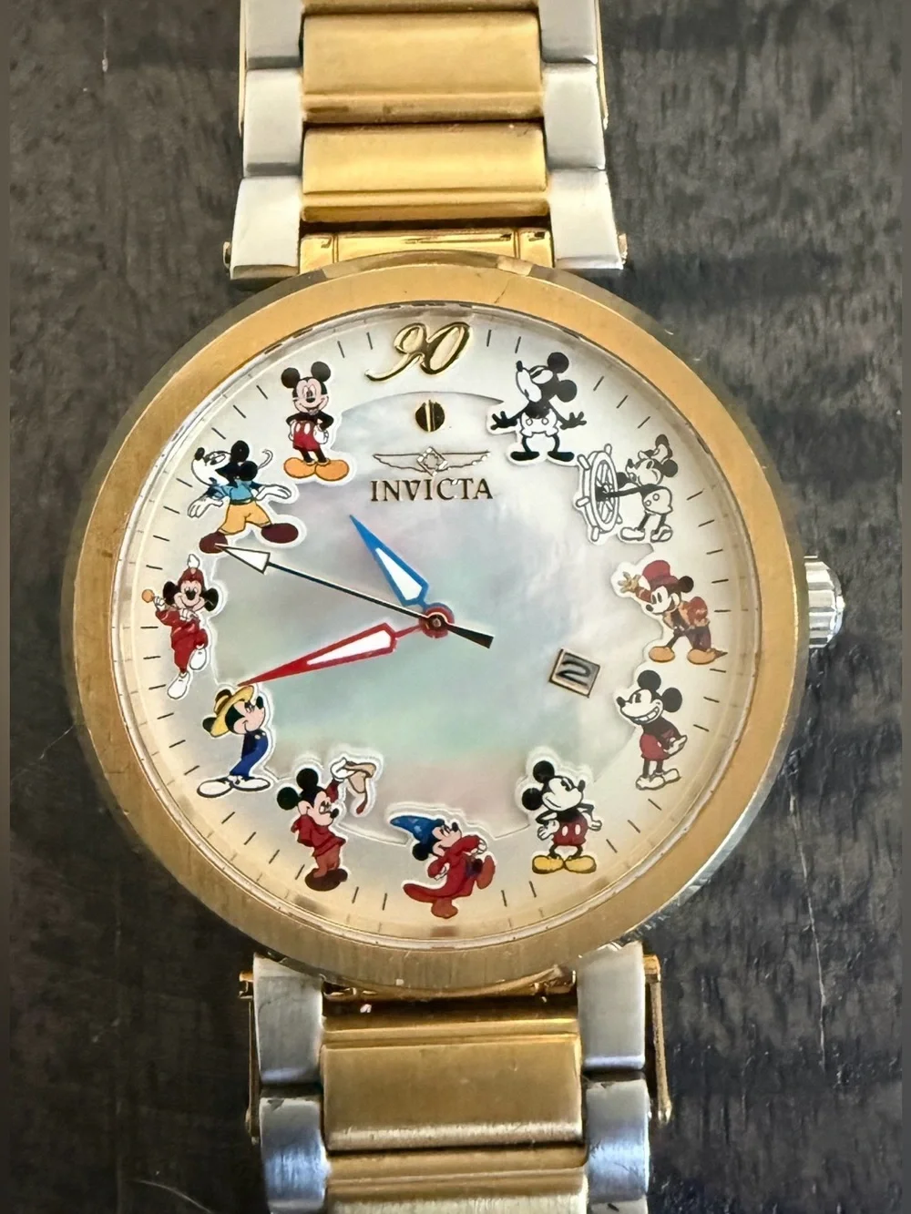 Invicta Two-Tone Gold & Silver Mickey Mouse Dial Watch (battery not included)